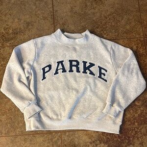 PARKE Gray/Navy Varsity Mockneck Crewneck L/XL